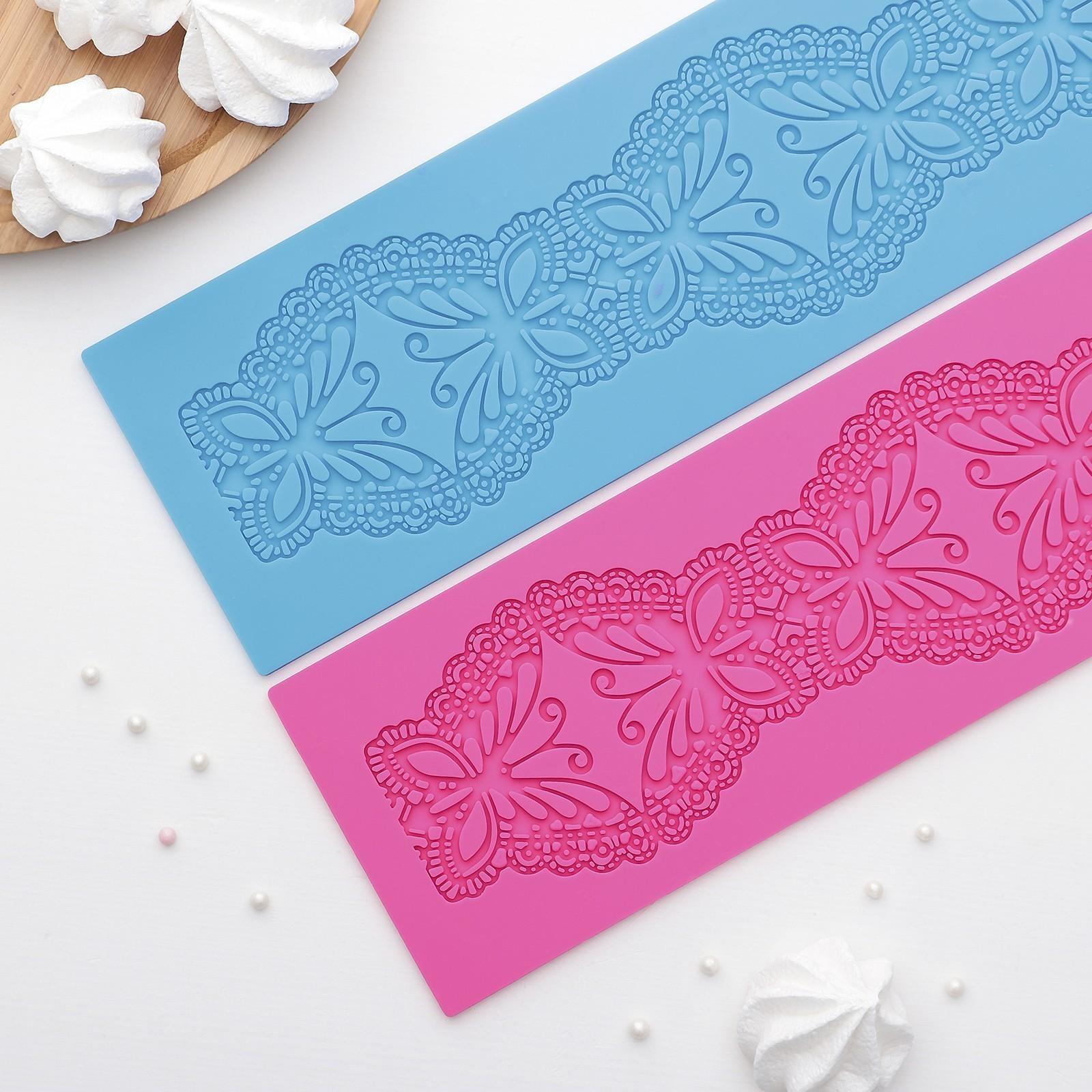 Коврик для айсинга силиконовый Доляна «Бабочки», 40×10×0,5 см, цвет МИКС