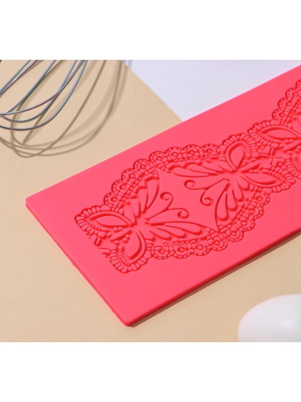 Коврик для айсинга силиконовый Доляна «Бабочки», 40×10×0,5 см, цвет МИКС