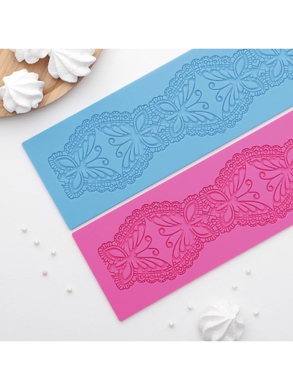 Коврик для айсинга силиконовый Доляна «Бабочки», 40×10×0,5 см, цвет МИКС