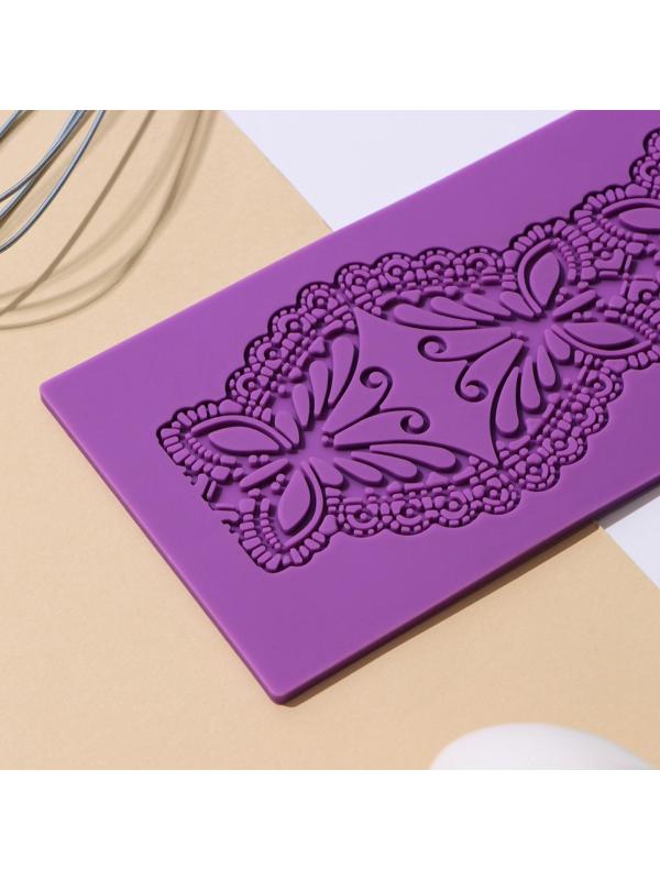 Коврик для айсинга силиконовый Доляна «Бабочки», 40×10×0,5 см, цвет МИКС