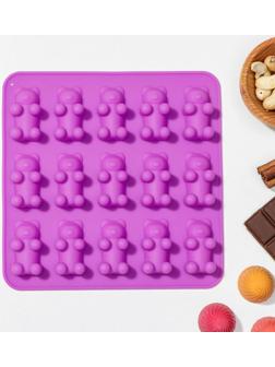 Форма для мармелада Доляна «Медвежата», 18×2 см, 15 ячеек (4,5×2,5×2 см), цвет МИКС