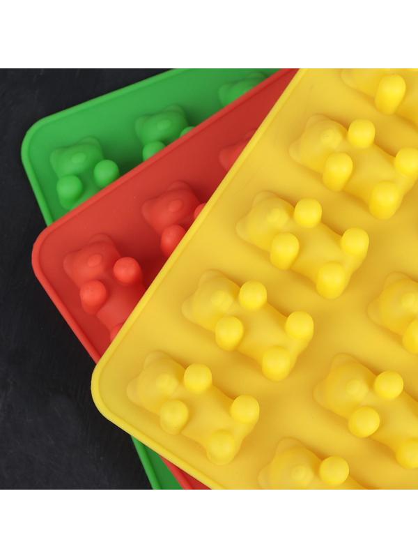 Форма для мармелада Доляна «Медвежата», 18×2 см, 15 ячеек (4,5×2,5×2 см), цвет МИКС