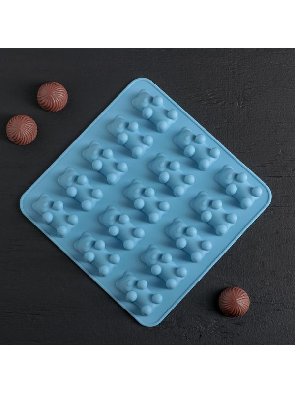 Форма для мармелада Доляна «Медвежата», 18×2 см, 15 ячеек (4,5×2,5×2 см), цвет МИКС