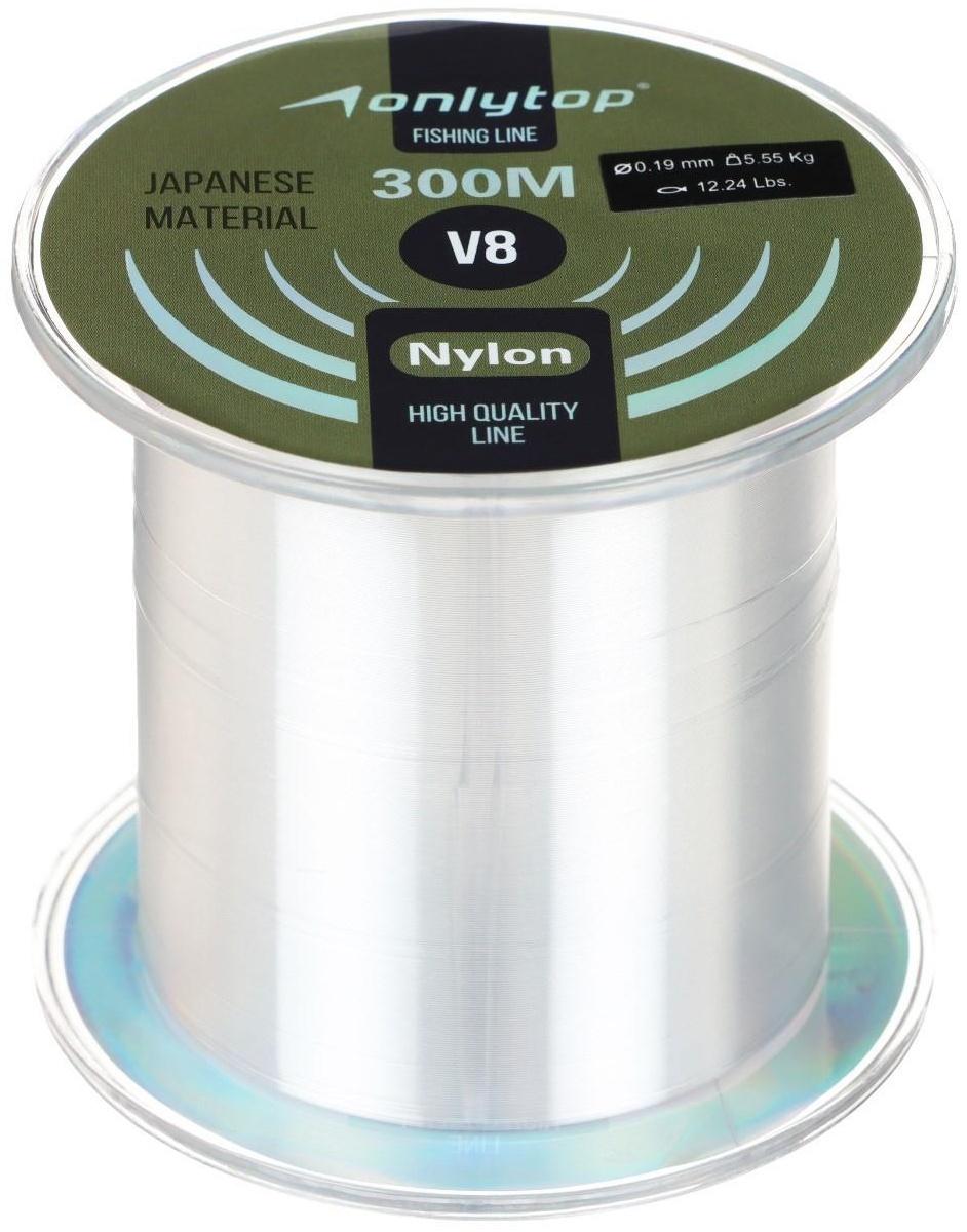 Леска V8 на карпа, d=0,19 мм, 300 м, 5,55 кг, прозрачная