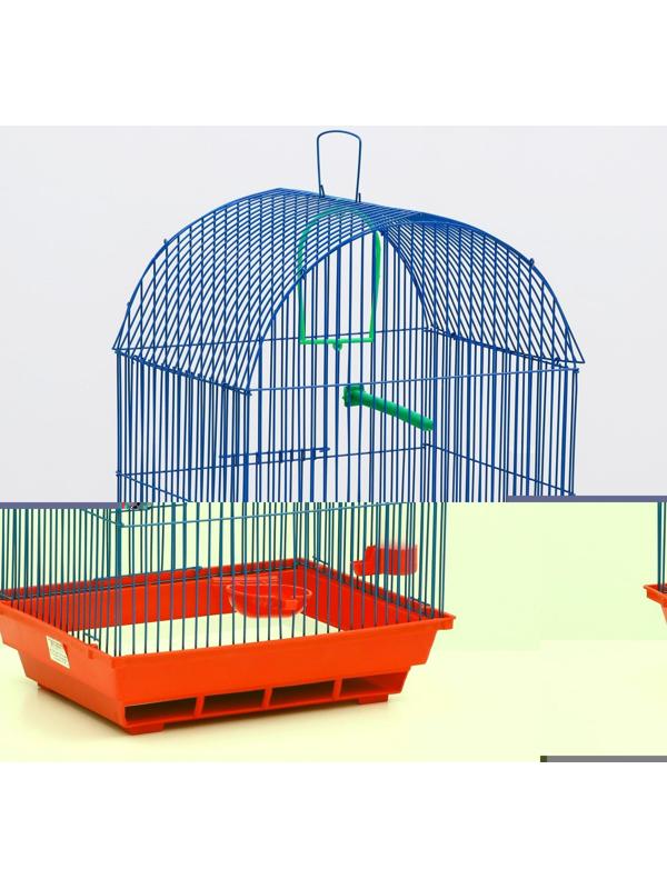 Клетка для птиц большая, полукруглая, поилка, жердочка, качель, микс цветов, 35 х 28 х 45 см