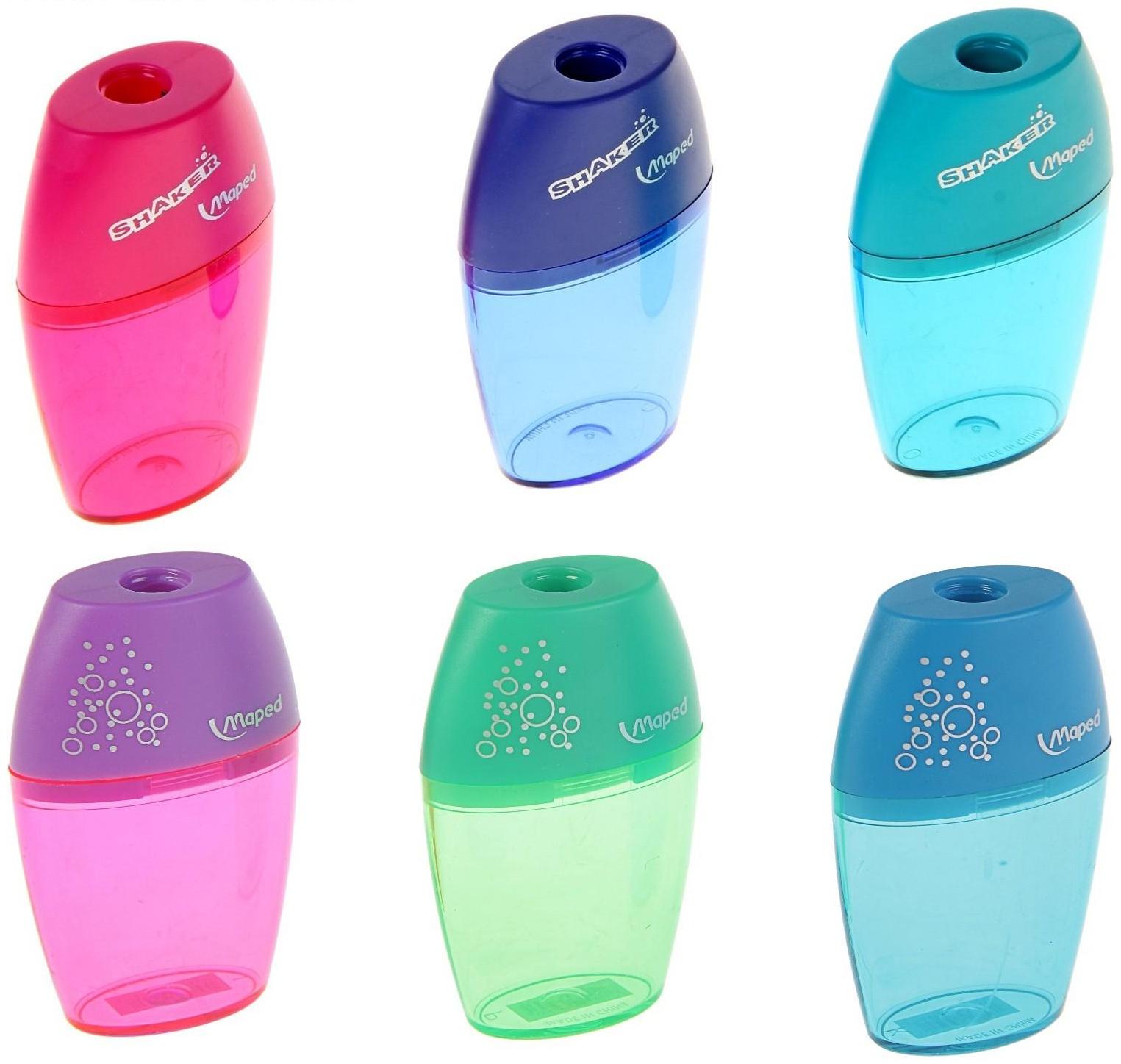 Точилка 1 отверстие с контейнером Maped Shaker, микс