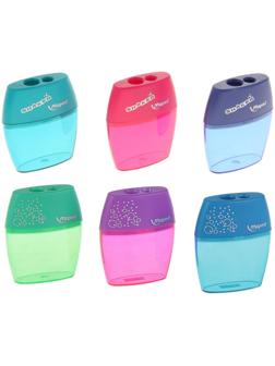 Точилка 2 отверстия с контейнером Maped Shaker, микс