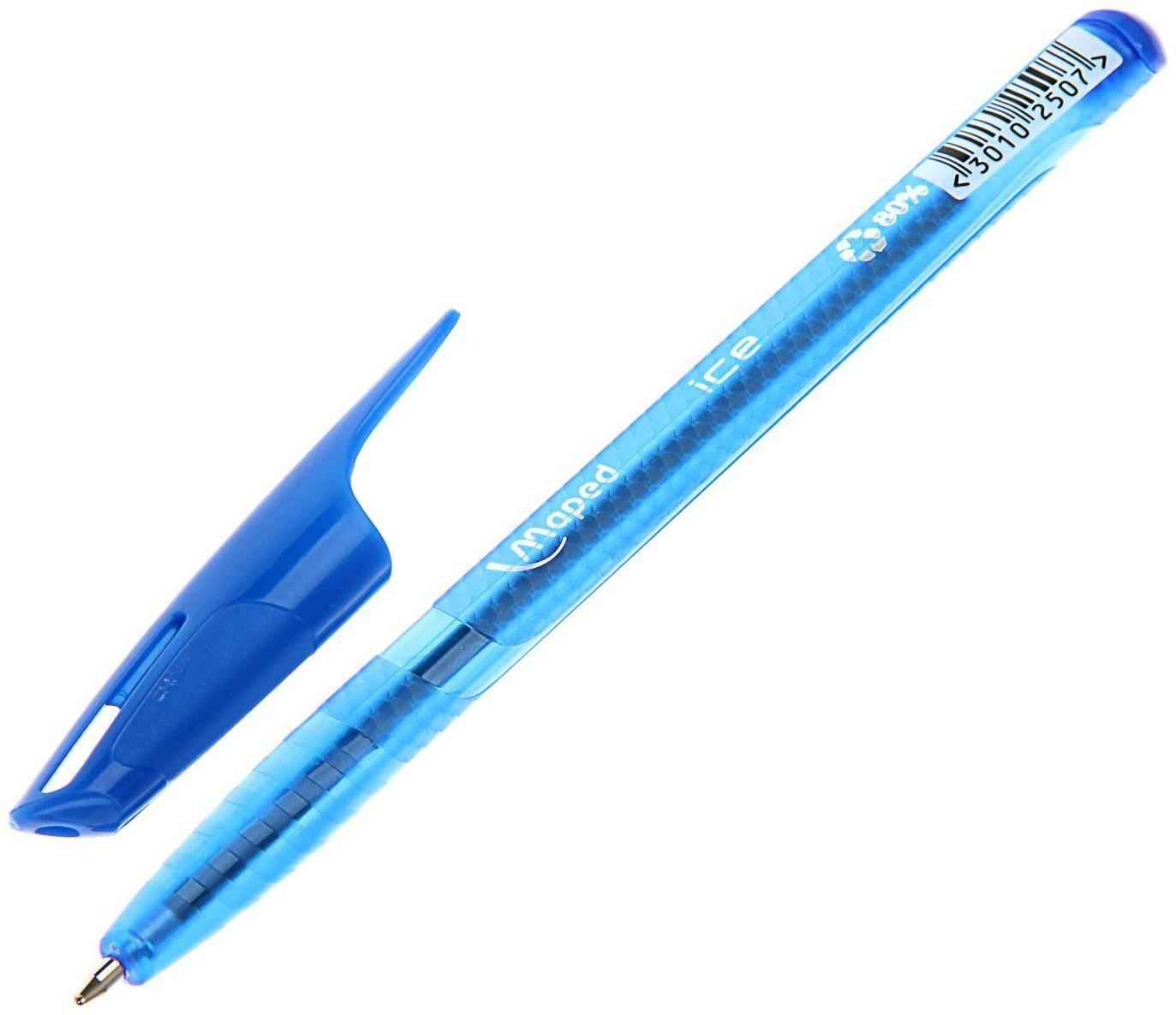 Ручка шариковая Maped Green Ice стержень синий, узел 1.0 мм, трёхгранная, одноразовая