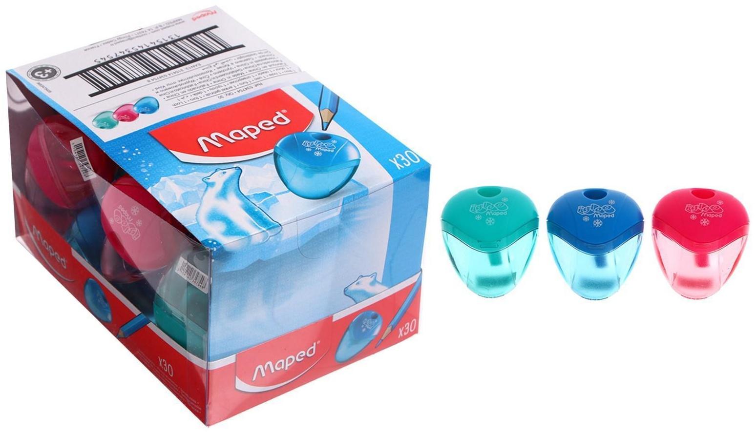 Точилка 1 отверстие с контейнером Maped I-Gloo, микс