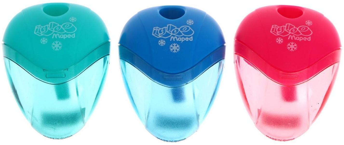 Точилка 1 отверстие с контейнером Maped I-Gloo, микс