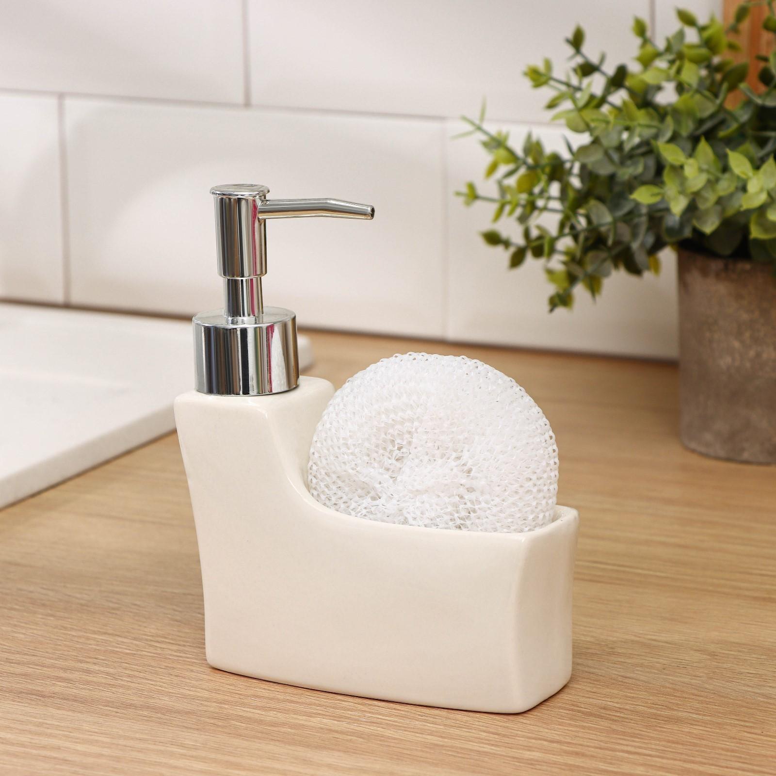 Дозатор для моющего средства с подставкой для губки Доляна «Нежность», 200 мл