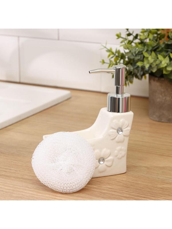 Дозатор для моющего средства с подставкой для губки Доляна «Нежность», 200 мл