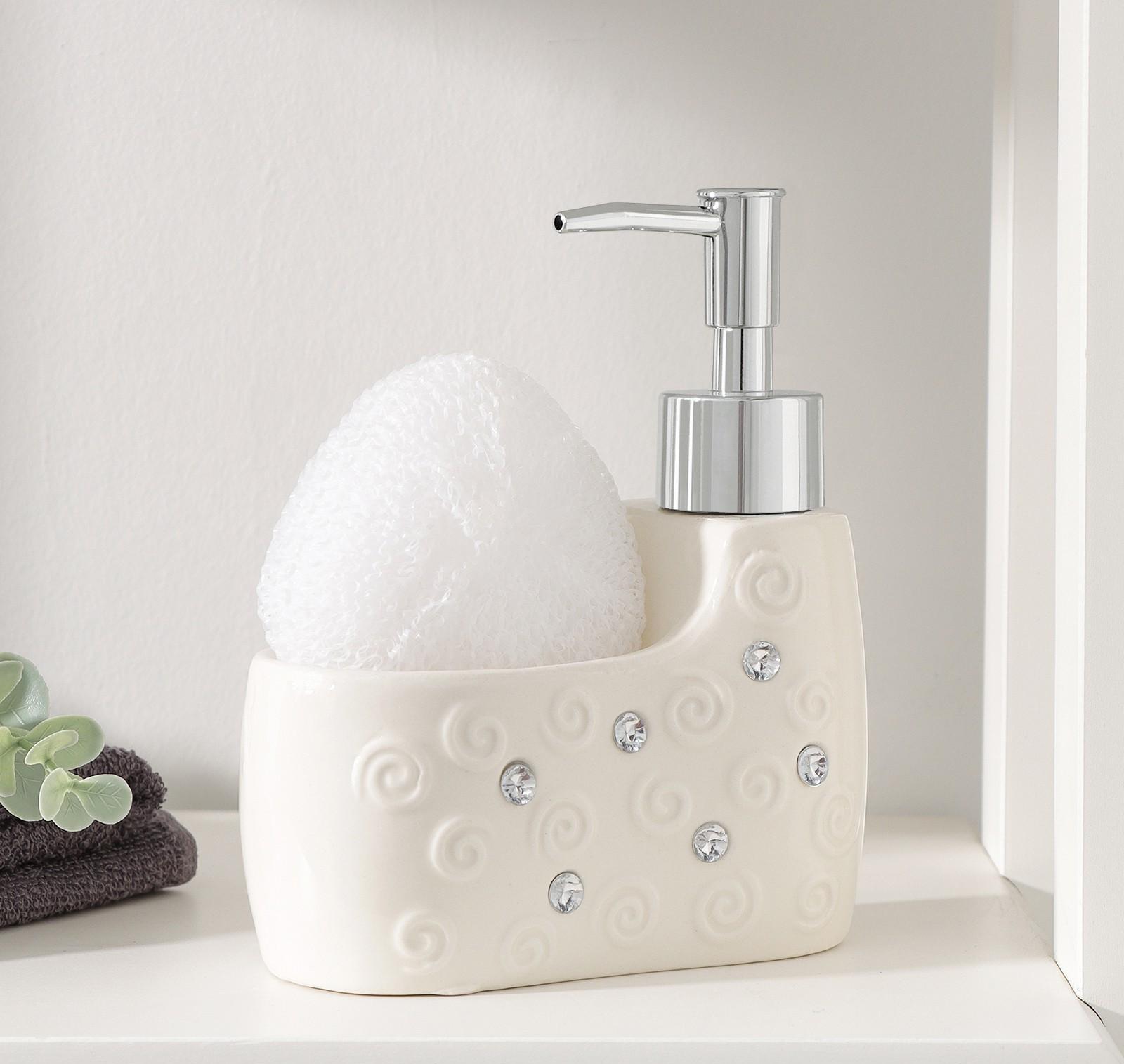 Дозатор для моющего средства с подставкой для губки Доляна «Завитки», 250 мл