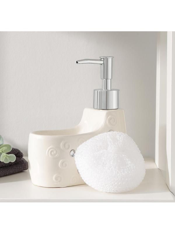 Дозатор для моющего средства с подставкой для губки Доляна «Завитки», 250 мл