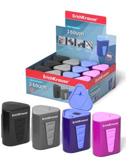 Точилка 1 отверстие Erich Krause 3-TOUCH, с контейнером, отверстие диаметром 8 мм, микс