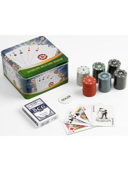 Покер, набор для игры (карты 54 шт, фишки 120 шт.), с номиналом, 15 х 15 см, микс