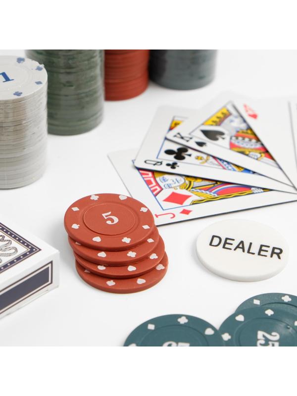 Покер, набор для игры (карты 54 шт, фишки 120 шт.), с номиналом, 15 х 15 см, микс