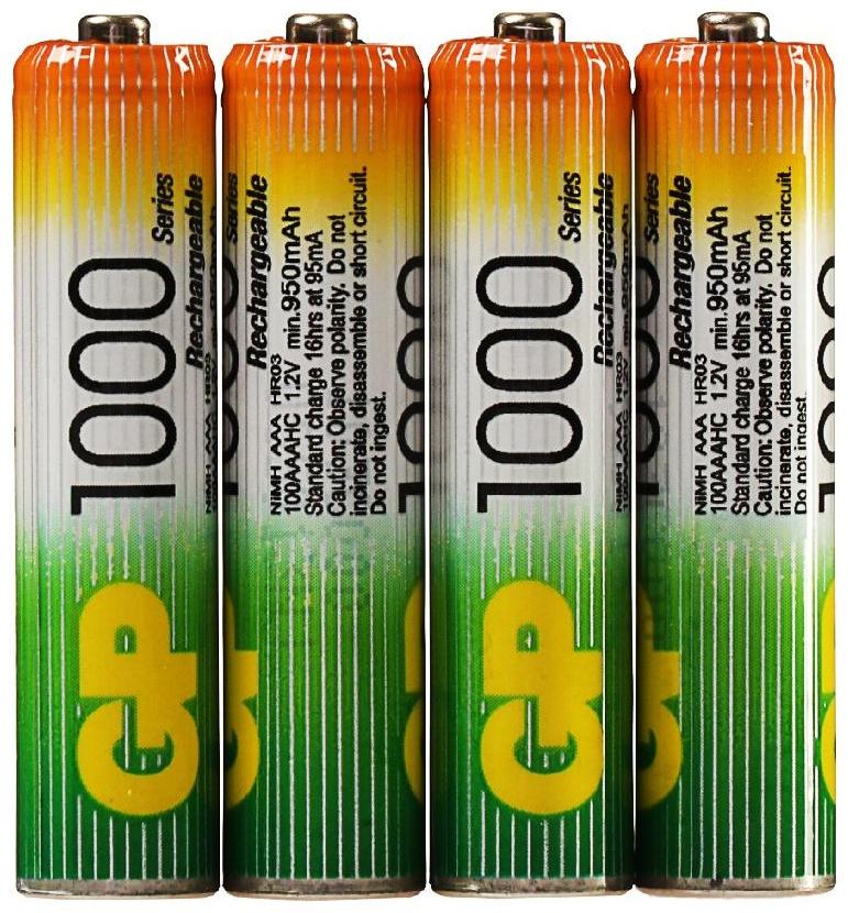 Аккумулятор GP, Ni-Mh, AAA, HR03-4BL, 1.2В, 1000 мАч, блистер, 3+1 шт.