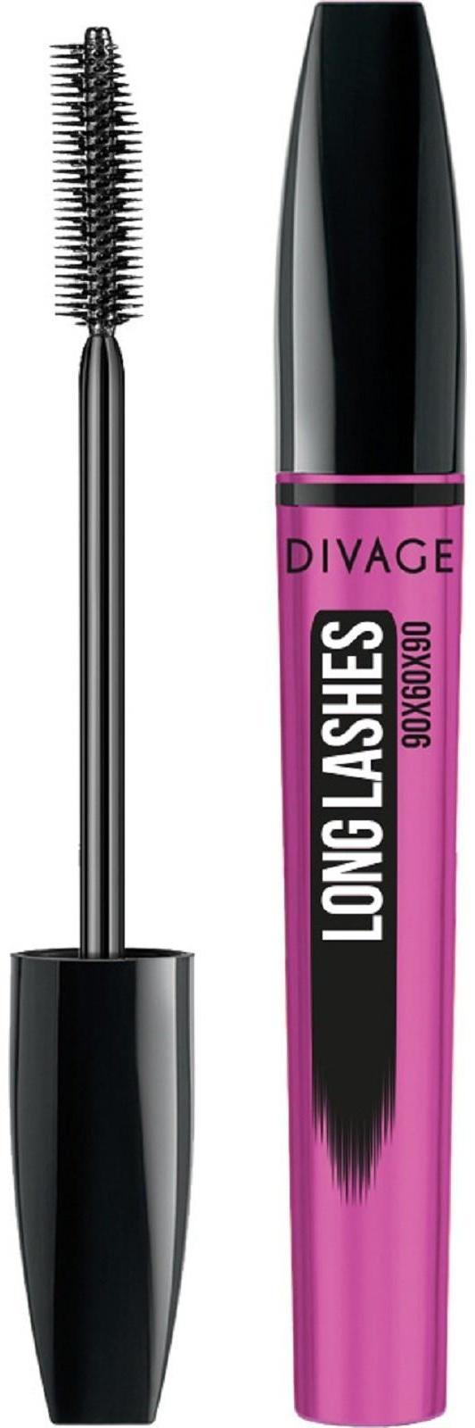 Тушь для ресниц Divage 90x60x90 Longlashes № 7501 удлиняющая, черная, 10 мл