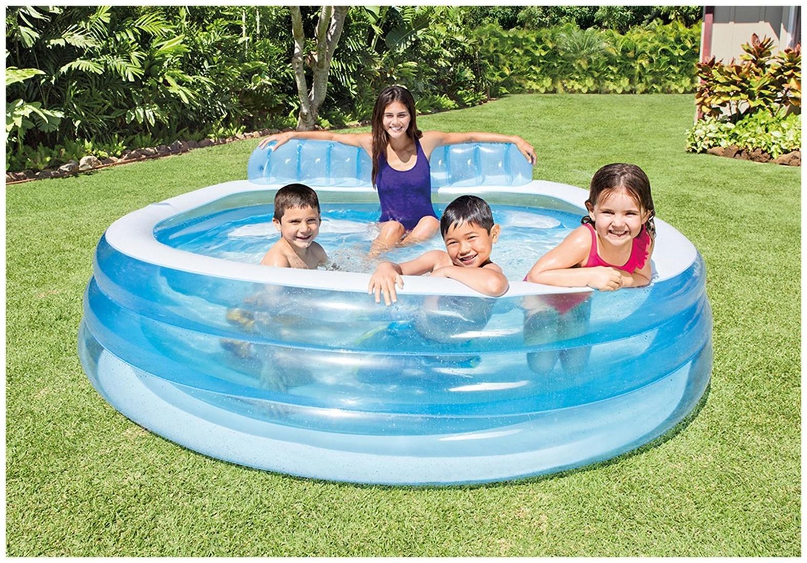 Бассейн надувной с подголовником, 229 х 218 х 79 см, от 3 лет, 57190NP INTEX