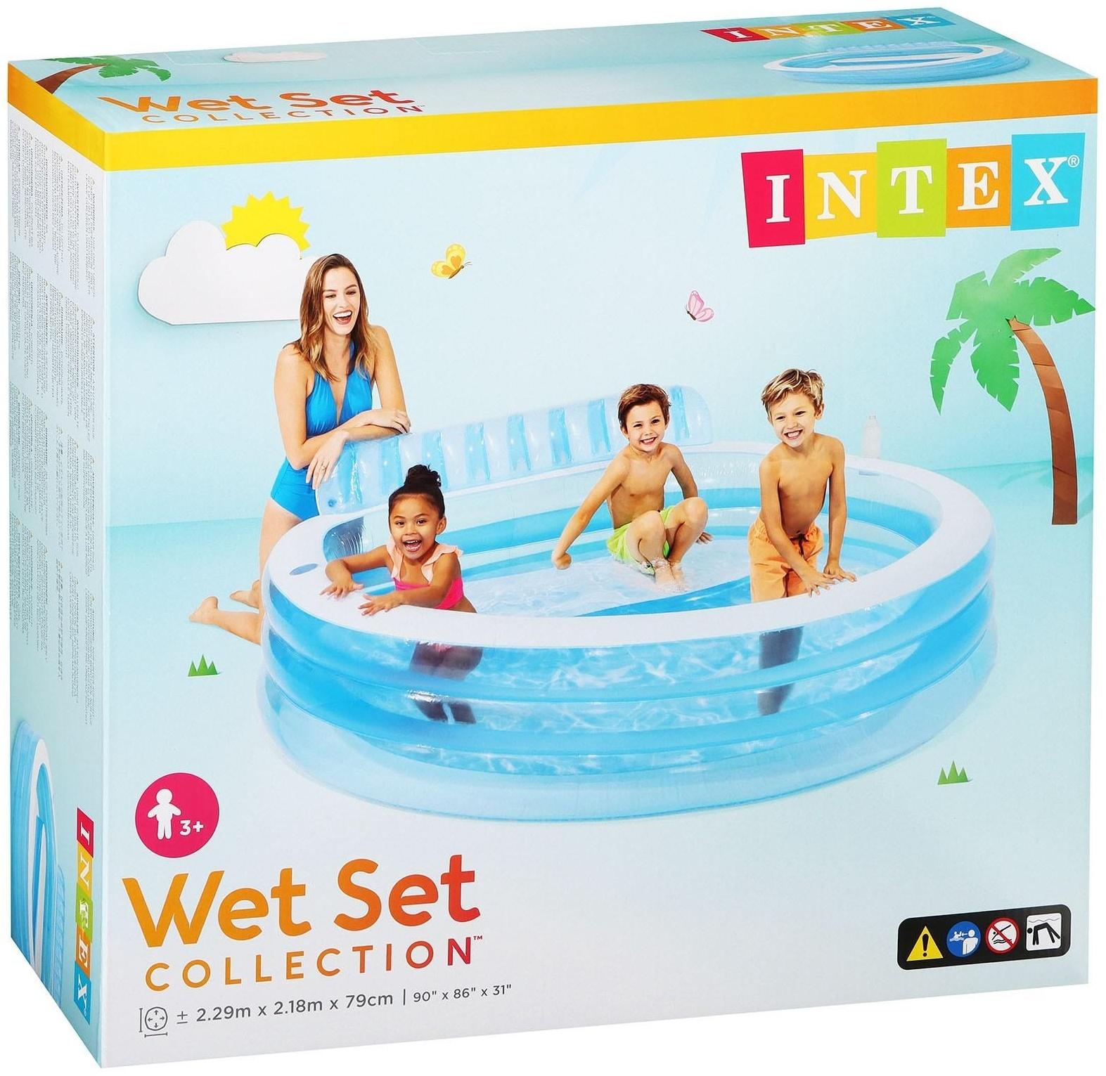 Бассейн надувной с подголовником, 229 х 218 х 79 см, от 3 лет, 57190NP INTEX