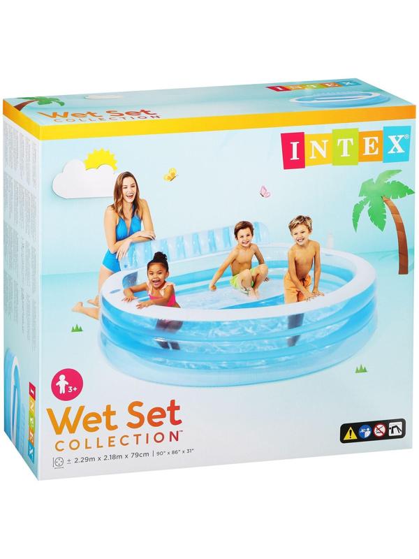 Бассейн надувной с подголовником, 229 х 218 х 79 см, от 3 лет, 57190NP INTEX
