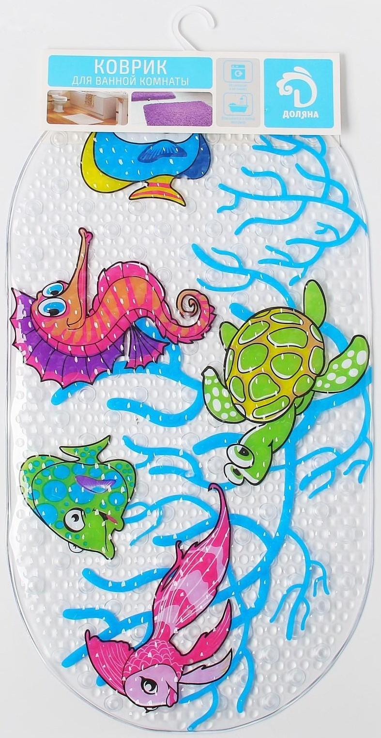 SPA-коврик для ванны на присосках Доляна «Морские жители», 36×68 см