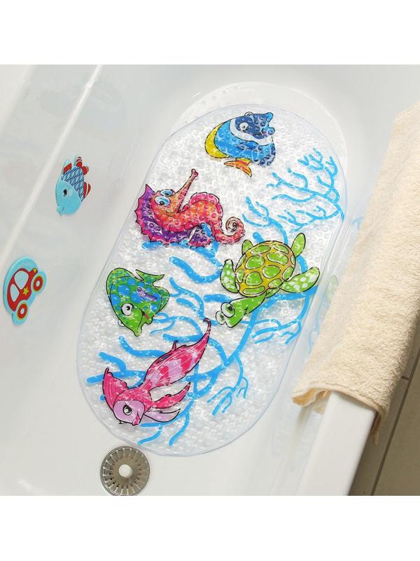 SPA-коврик для ванны на присосках Доляна «Морские жители», 36×68 см