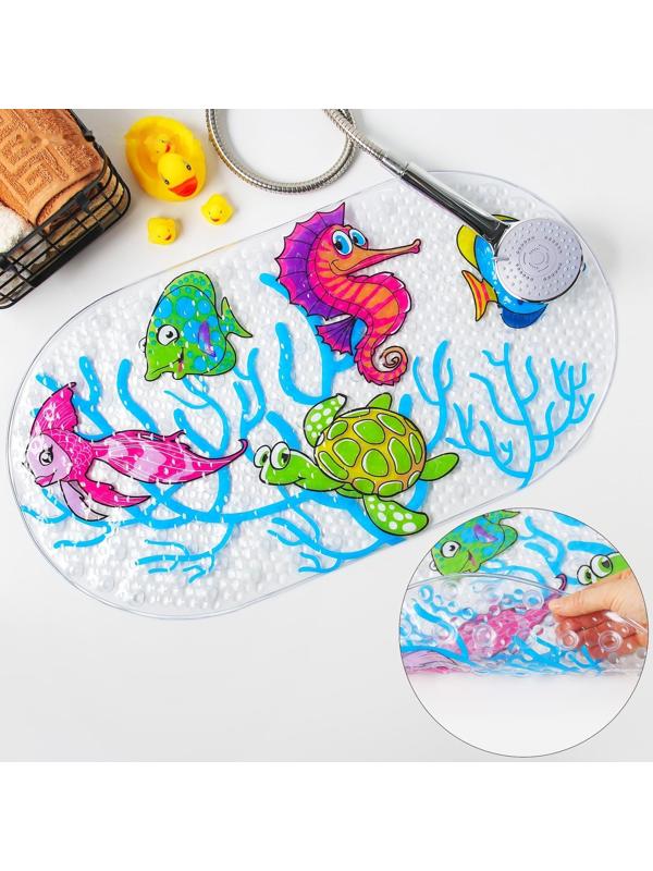 SPA-коврик для ванны на присосках Доляна «Морские жители», 36×68 см