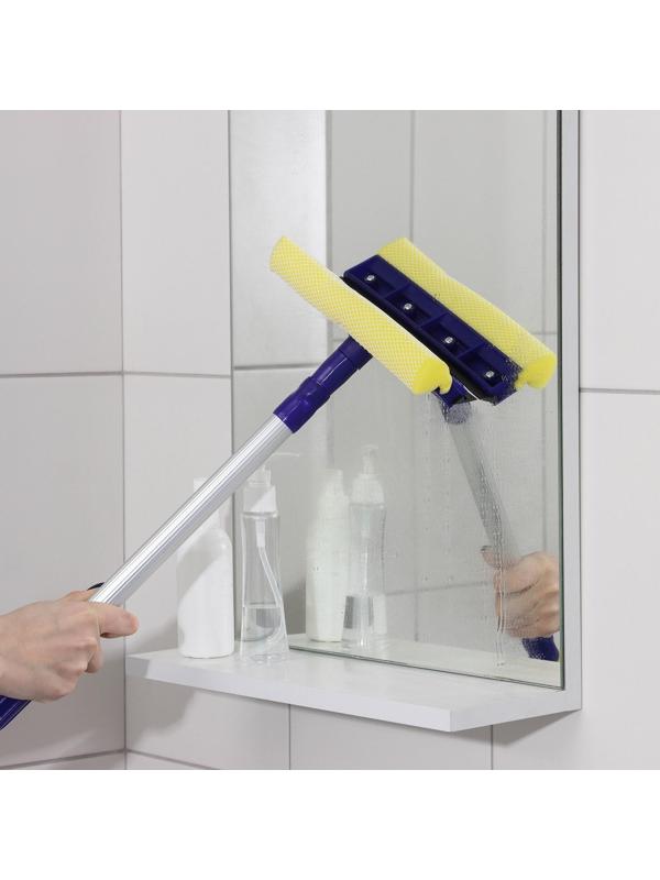 Окномойка с телескопической алюминиевой ручкой и сгоном Доляна, 20×8×50(80) см, поролон