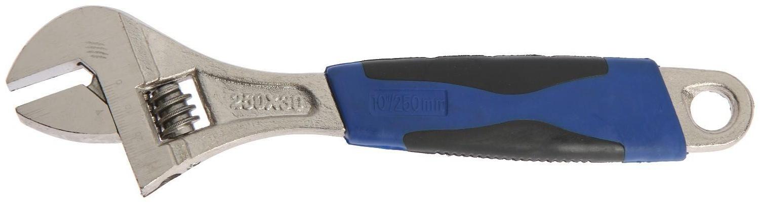 Ключ разводной ТУНДРА, никелированный, двухкомпонентная рукоятка, 250 мм