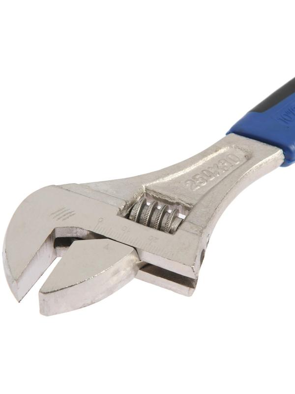 Ключ разводной ТУНДРА, никелированный, двухкомпонентная рукоятка, 250 мм