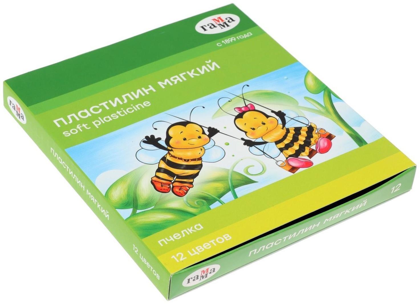 Пластилин мягкий (восковой), 12 цветов, 180 г, Гамма 