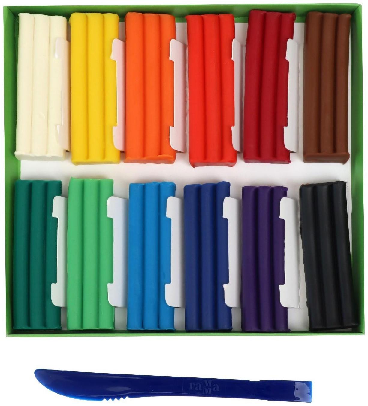 Пластилин мягкий (восковой), 12 цветов, 180 г, Гамма 