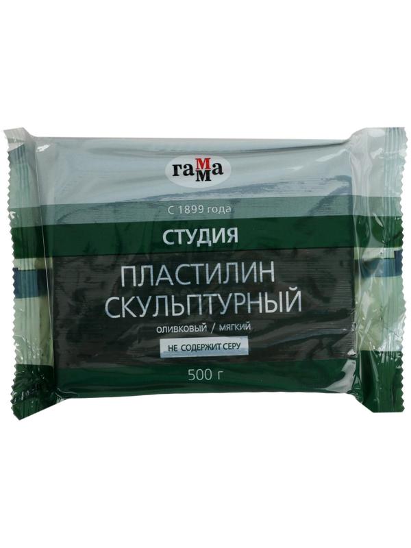 Пластилин скульптурный оливковый, мягкий, 500 г, 