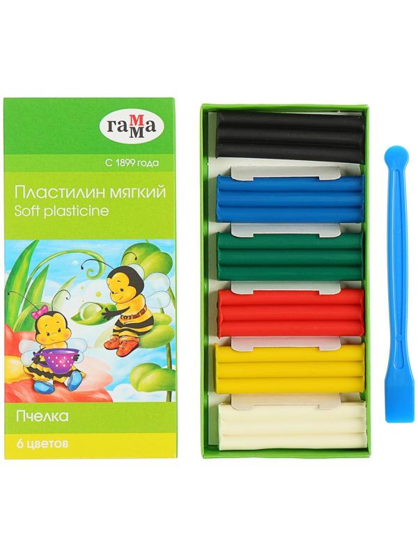 Пластилин мягкий (восковой), 6 цветов, 90 г, Гамма 