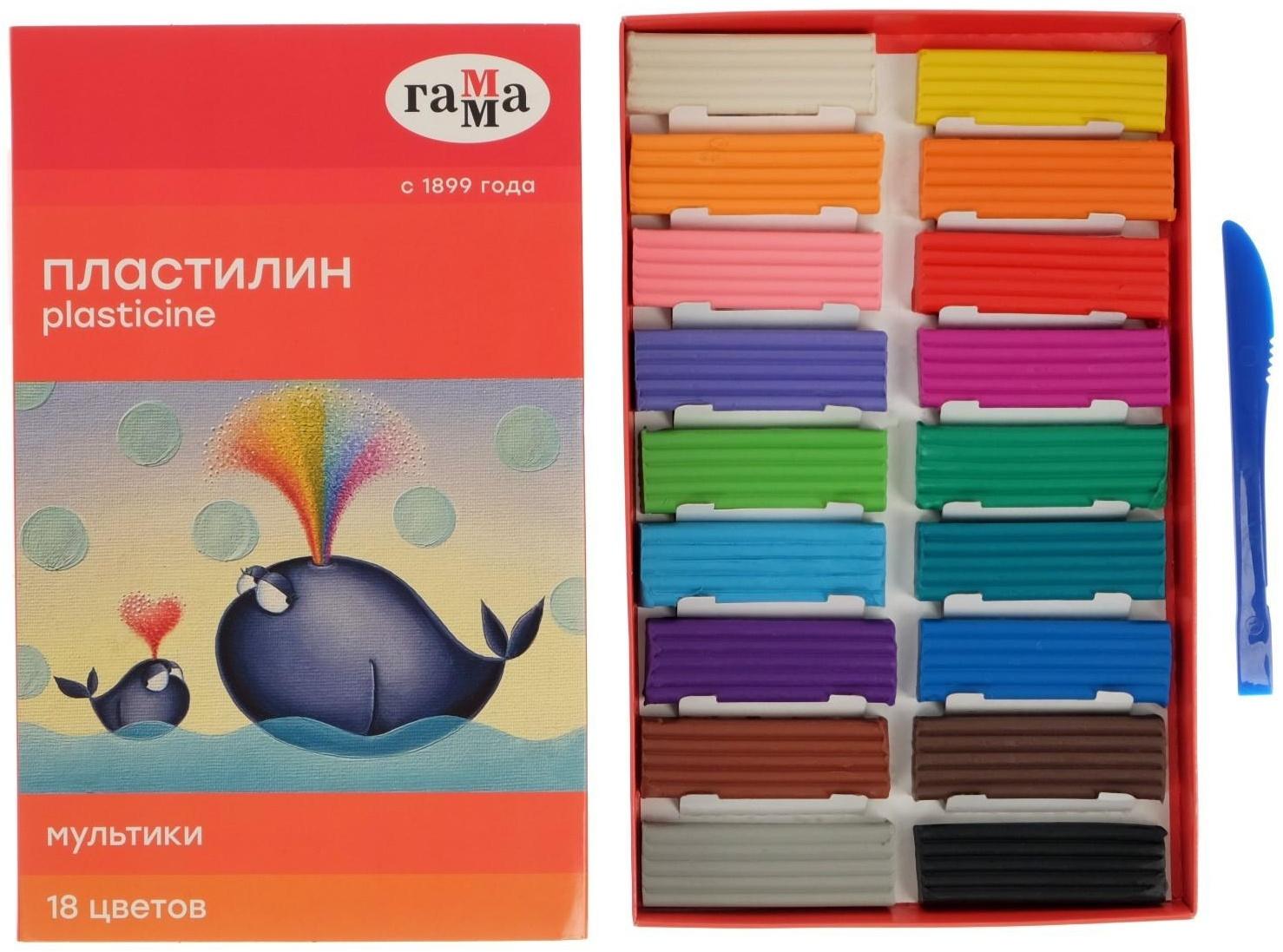 Пластилин 18 цветов 360 г, 