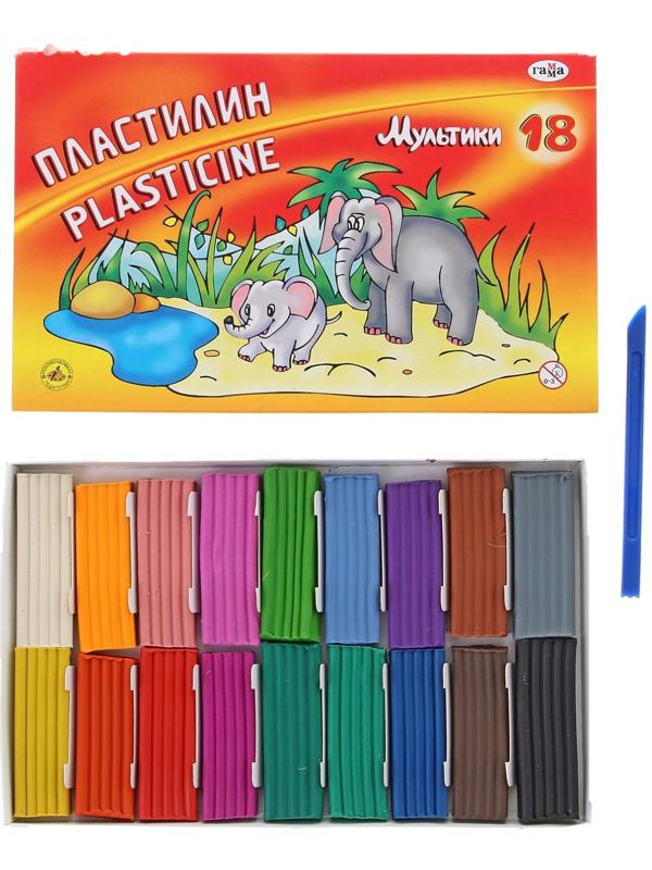 Пластилин 18 цветов 360 г, 
