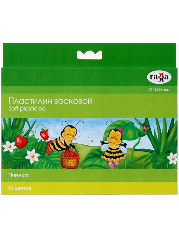 Пластилин мягкий (восковой), 16 цветов, 196 г, Гамма 