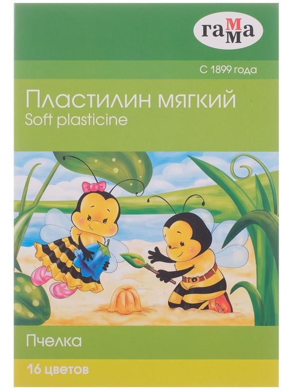 Пластилин мягкий (восковой), 16 цветов, 196 г, Гамма 