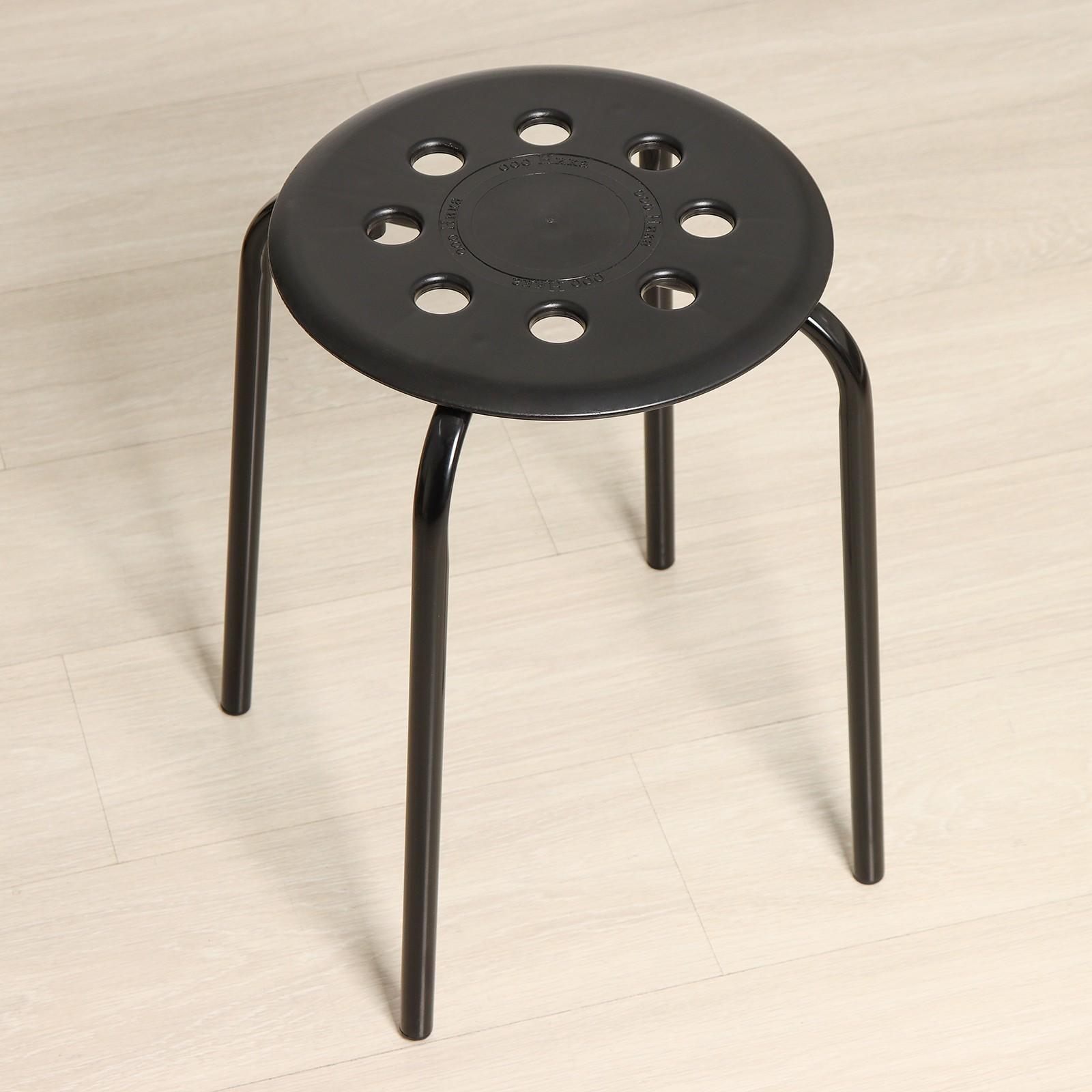 Табурет с пластмассовым сиденьем, цвет черный