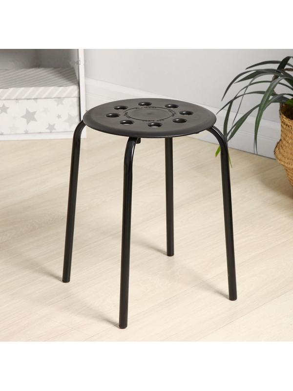 Табурет с пластмассовым сиденьем, цвет черный