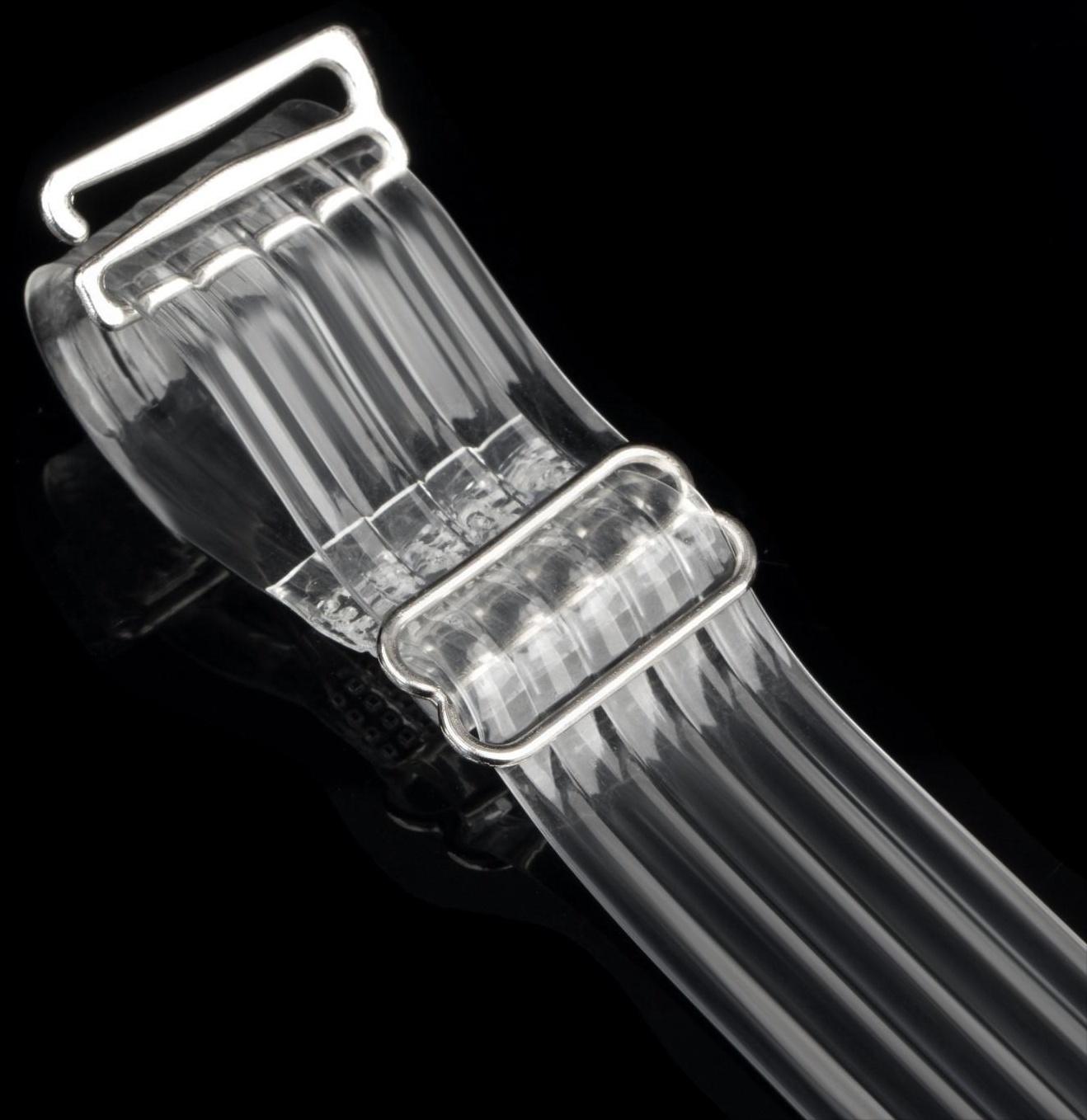 Бретели силиконовые, фурнитура металл, 5 полос, 2 см, 37 см, пара, цвет прозрачный