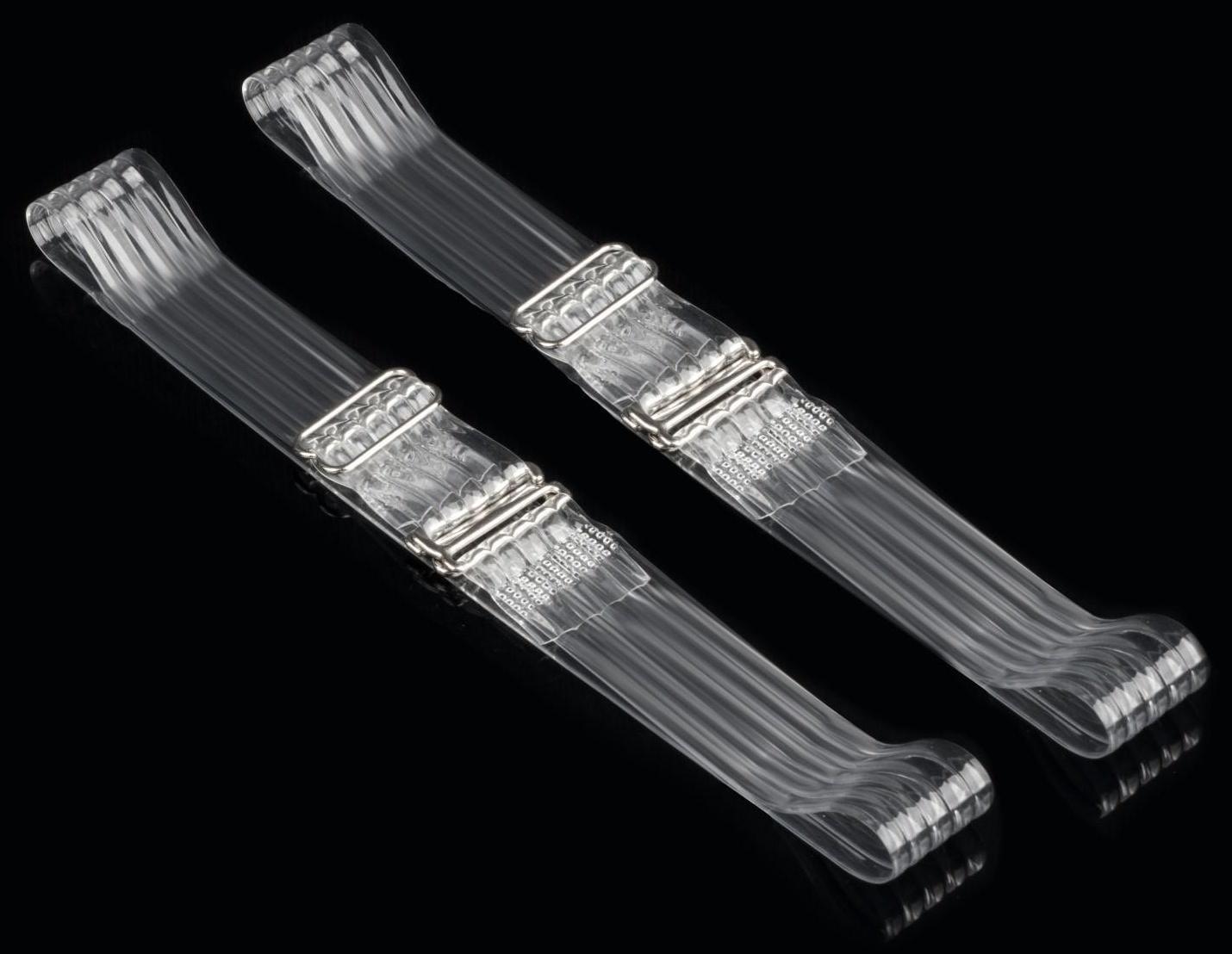 Бретели силиконовые, фурнитура металл, 5 полос, 2 см, 37 см, пара, цвет прозрачный