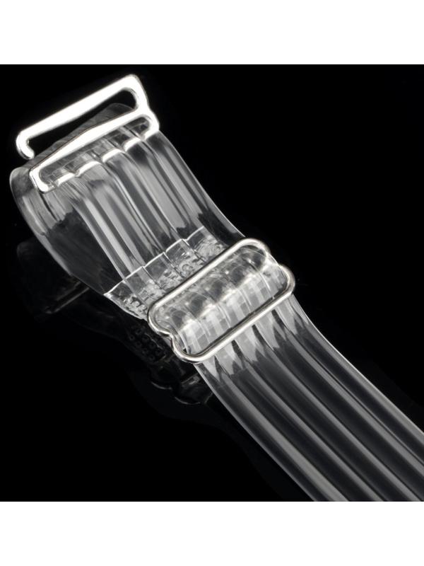 Бретели силиконовые, фурнитура металл, 5 полос, 2 см, 37 см, пара, цвет прозрачный