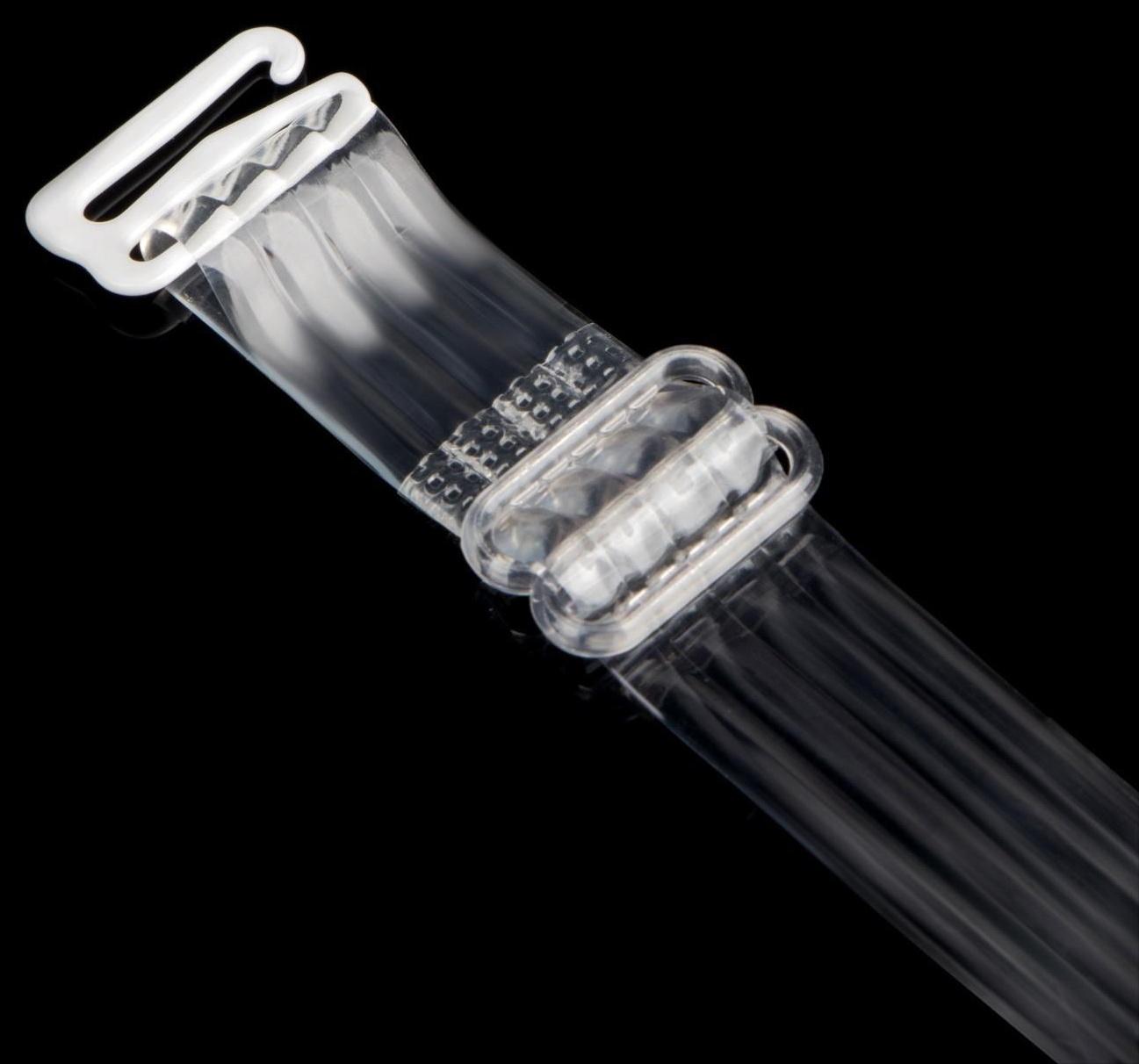 Бретели силиконовые, фурнитура металл, 4 полосы, 1,5 см, 37 см, пара, цвет прозрачный