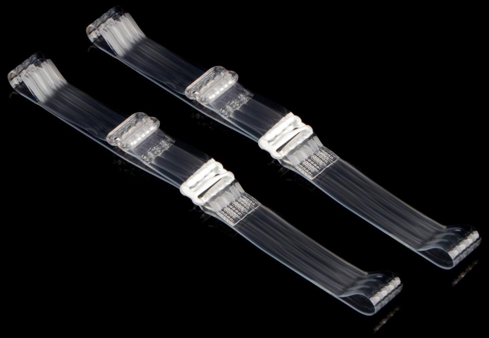 Бретели силиконовые, фурнитура металл, 4 полосы, 1,5 см, 37 см, пара, цвет прозрачный