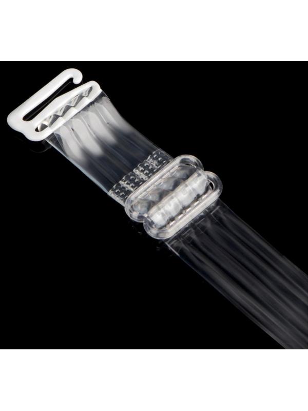 Бретели силиконовые, фурнитура металл, 4 полосы, 1,5 см, 37 см, пара, цвет прозрачный