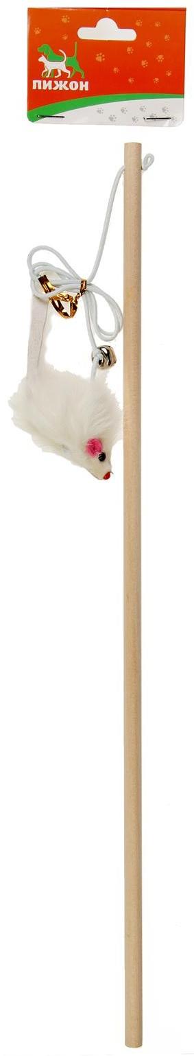 Дразнилка Мышь на деревянной палочке, 36 см