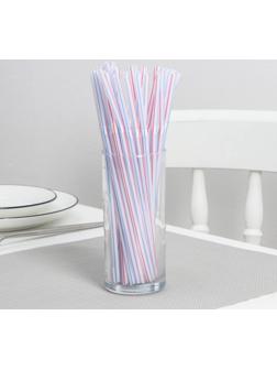Набор трубочек одноразовых для коктейля Доляна, 0,5×21 см, 50 шт, с гофрой, в полоску
